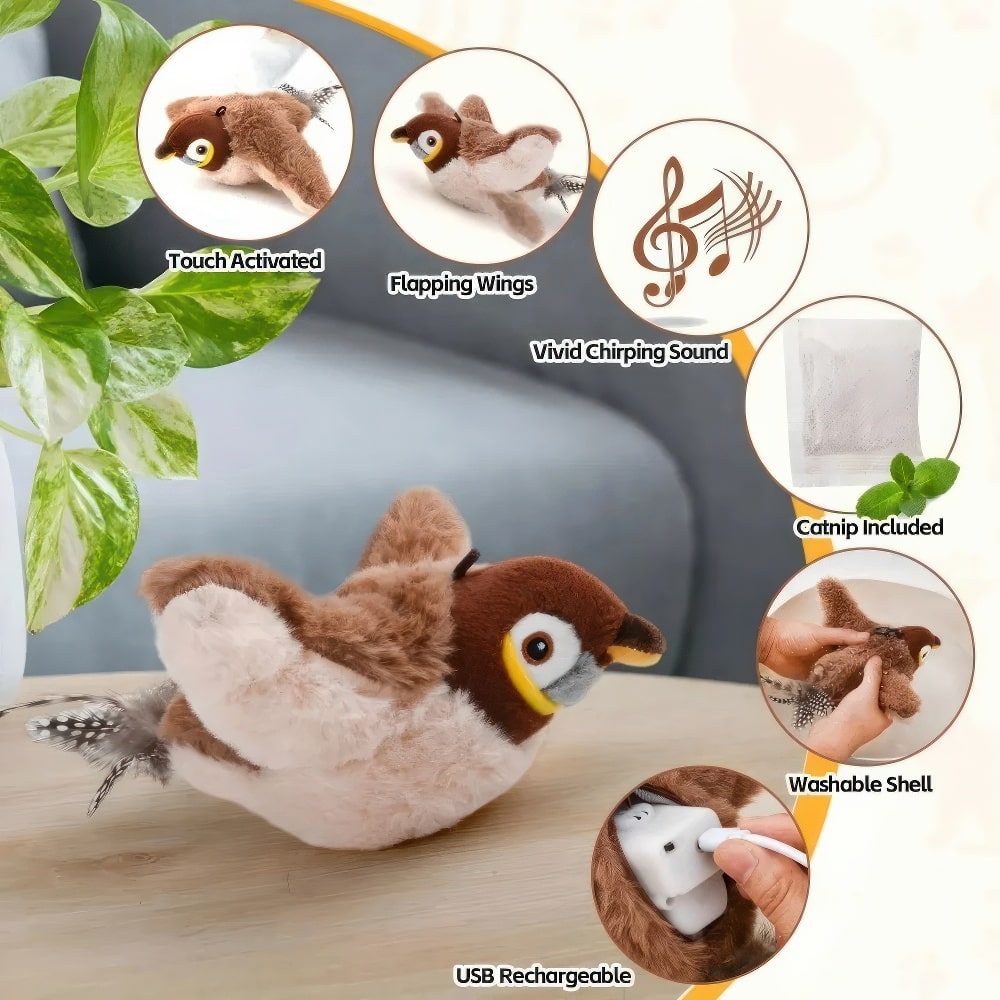 FluffyPaws™ Soft-Stitched Interactive Cat Toy